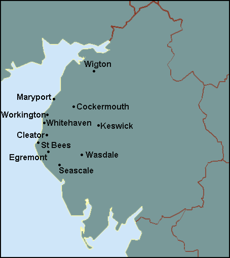 Cumbria: Keswick, Whitehaven, Workington Լܱߵ map