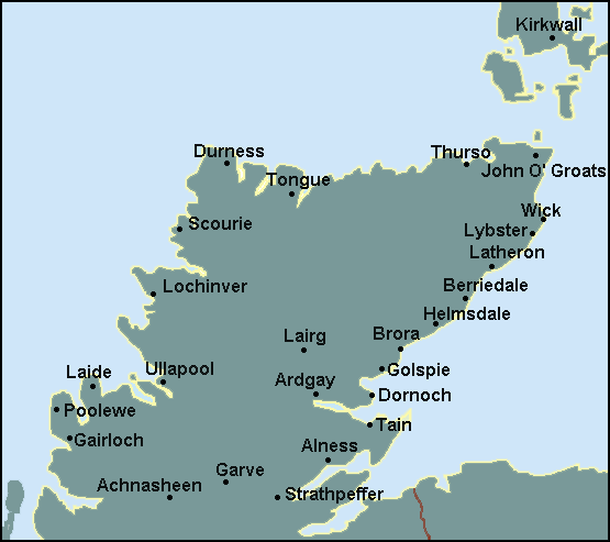 Highland: Thurso, Ullapool Լܱߵ map