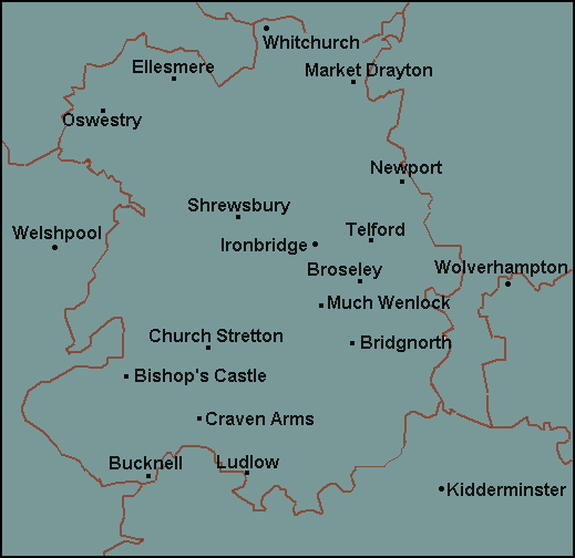 Shropshire: Shrewsbury, Telford Լܱߵ map