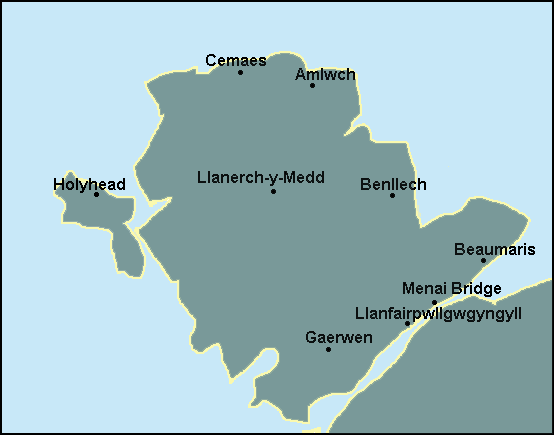 Isle of Anglesey: Anglesey and Holyhead map