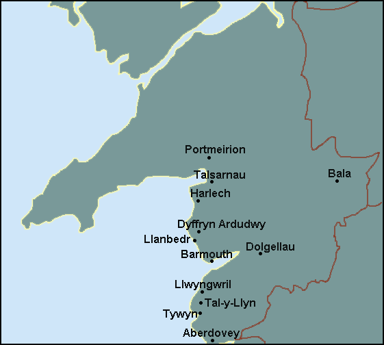 Gwynedd: Bala, Dolgellau Լܱߵ map