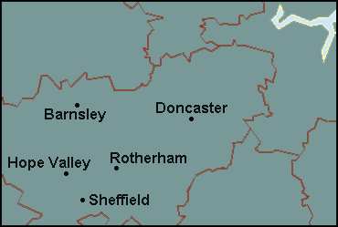 South Yorkshire: Doncaster, Sheffield Լܱߵ map