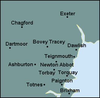 Devon: Paignton, Torquay and surrounding area map