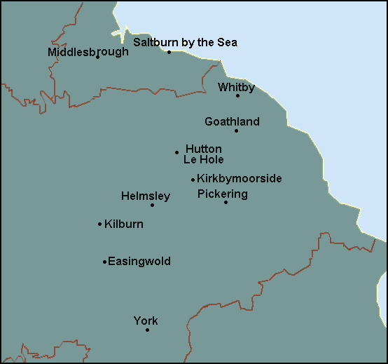 North Yorkshire: Pickering, Whitby and surrounding area map