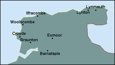 Devon: Barnstaple and surrounding area map