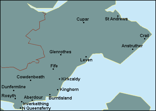Fife: Kirkcaldy and surrounding area map