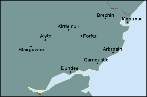 Angus: Dundee, Montrose and surrounding area map