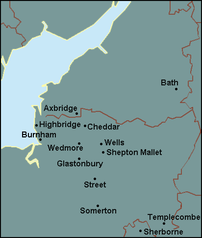 Somerset: Glastonbury, Frome and surrounding area map