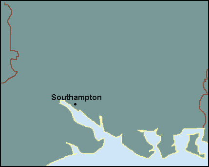Hampshire: Southampton and surrounding area map