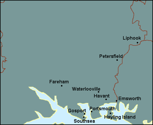 Hampshire: Portsmouth and surrounding area map
