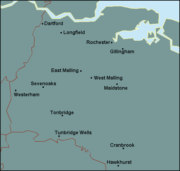 Kent: Maidstone and surrounding area map