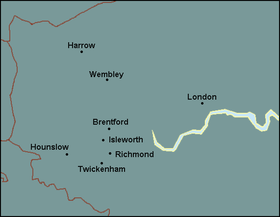 Greater London: Richmond and surrounding area map