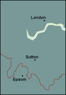 Greater London: Kingston, Sutton and surrounding area map