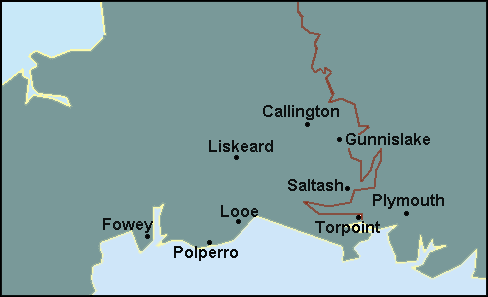 Cornwall: Liskeard and surrounding area map
