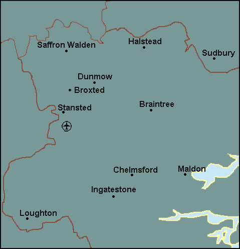 Essex: Chelmsford, Harlow and surrounding area map