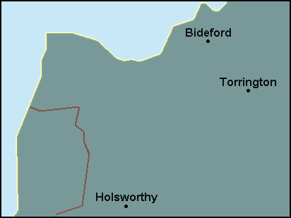 Devon: Bideford and surrounding area map