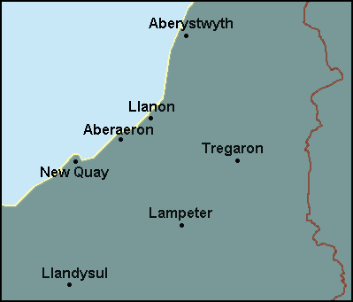 Ceredigion: Aberystwyth and surrounding area map