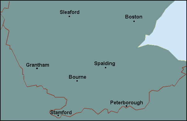 Lincolnshire: Boston, Sleaford, Spalding and surrounding area map